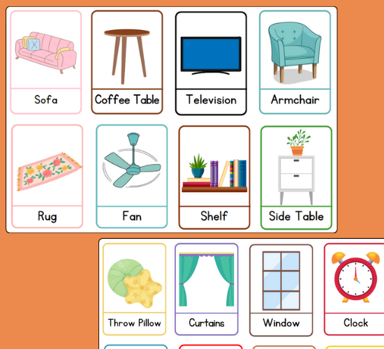 Living Room Mini Flashcards