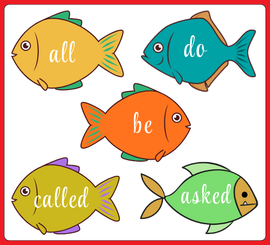 Tricky Words on Fish Cursive Version