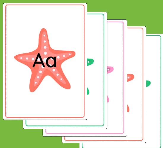 A-Z Alphabet on Star Fish Standard