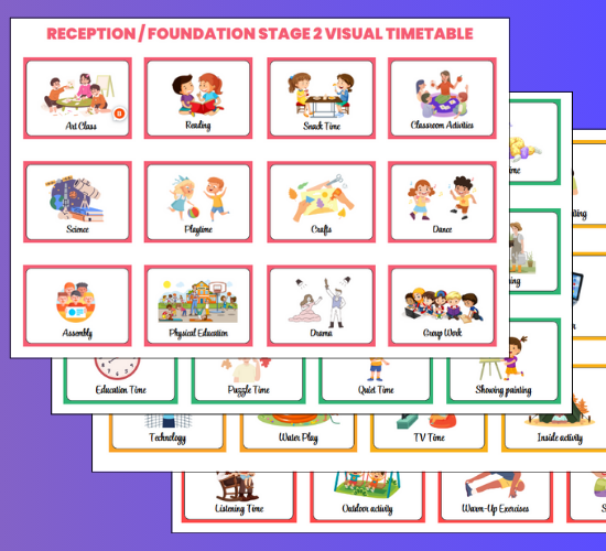 Reception-Foundation Stage 2 Visual Timetable-Cursive version