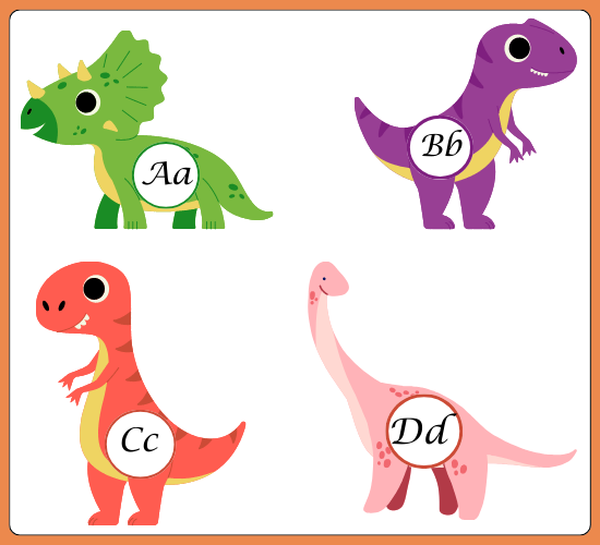 A-Z Alphabet on Dinosaurs Cursive Version