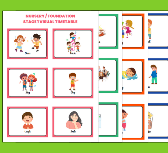Nursery-Foundation Stage 1 Visual Timetable-Cursive Version
