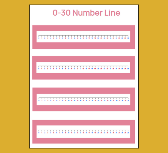 0-30 Number Line (Numbers Below the Line)