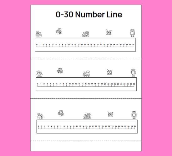 Fun Colour Number Line 0-30-Black Numbers Version