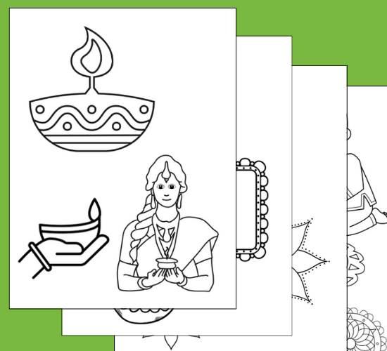 Diwali Role Play Coloring poster