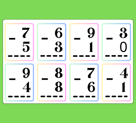 Subtraction mini Flashcards