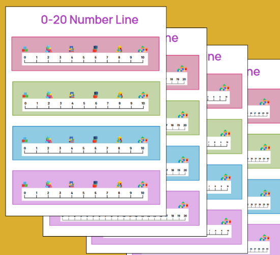 Cute Themed 0-20 Number Line