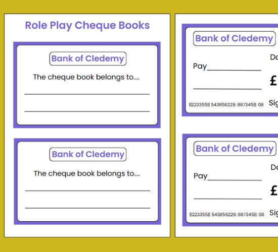 Role Play Cheque Books