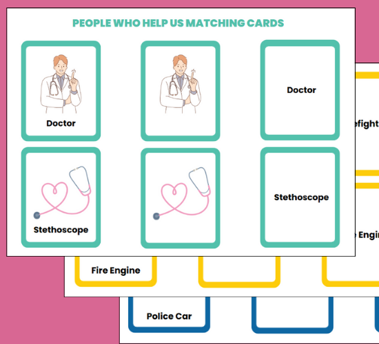 People Who Help Us Matching Cards Landscape