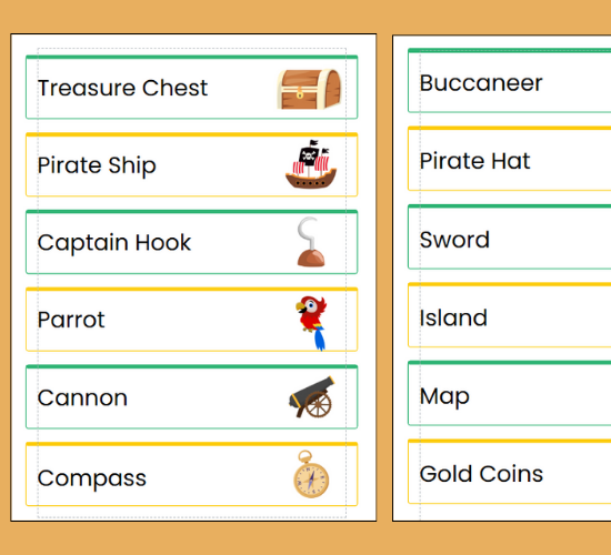 Pirates Word Cards