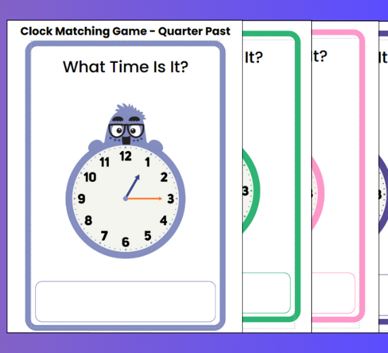 Clock Matching Game - Quarter Past