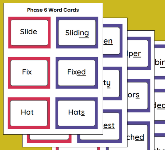 Phase 6: Word Cards for Suffixes