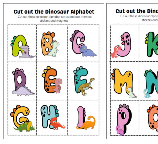 Dinosaur Alphabet Cutout Cards