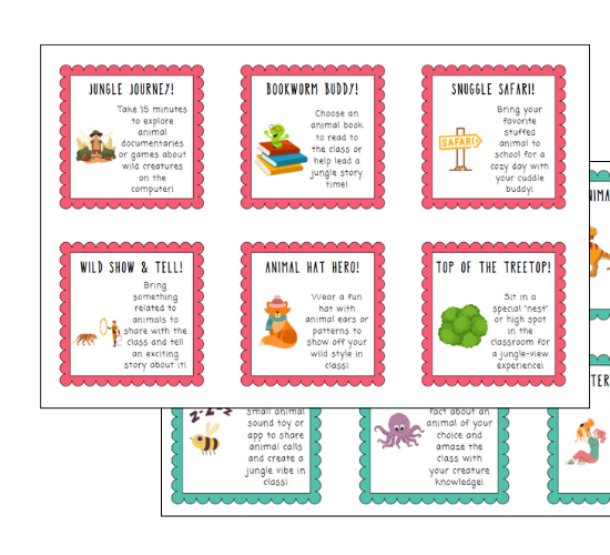 Animal Adventure Reward Cards