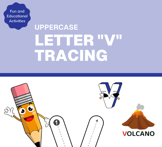 Uppercase Letter "V" Tracing