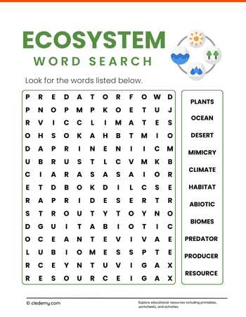 Ecosystem Word Search