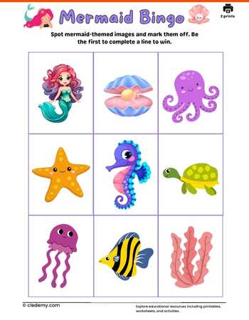 Mermaid Bingo Card