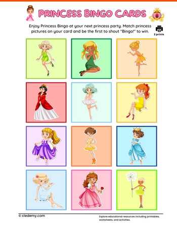 Princess Bingo Card