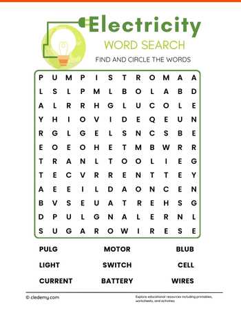 Electricity Word Search