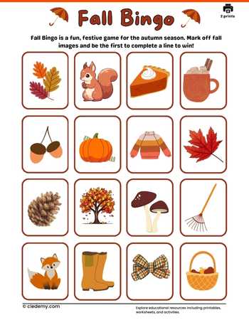 Fall Bingo Card