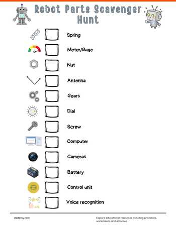 Robot Parts Scavenger Hunt