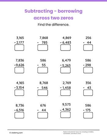 Subtracting-Borrowing Across Two Zeros