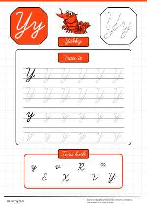 Cursive Alphabet Lowercase & uppercase Yy