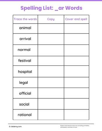 Spelling Words with Common Endings Grade 3