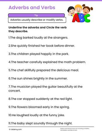 Identifying Adverbs and Verbs