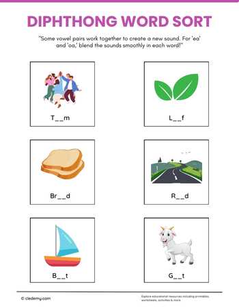 Diphthong Word Sort