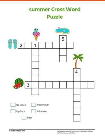 Summer Cross Word Puzzle