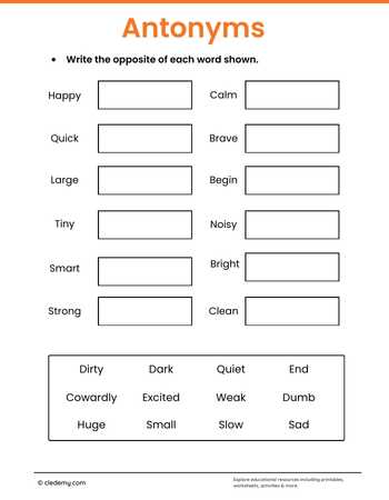 Antonyms Grade 4