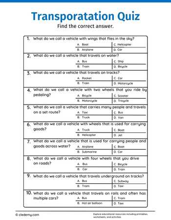 Transportation Quiz