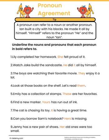 Pronoun Agreement Grade 3