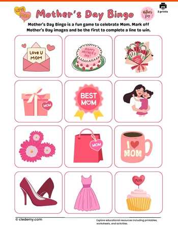 Mother's Day Bingo Card