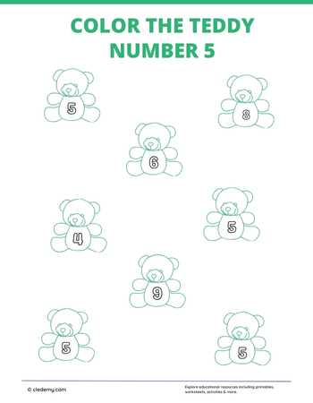 Color the Teddy Number 5