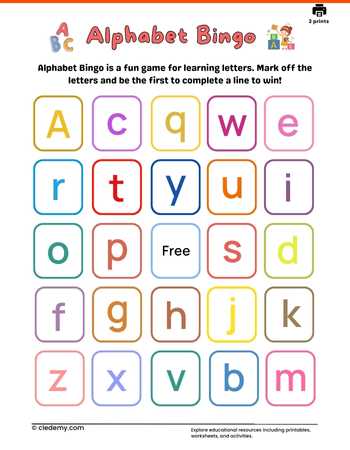 Alphabet Bingo Card