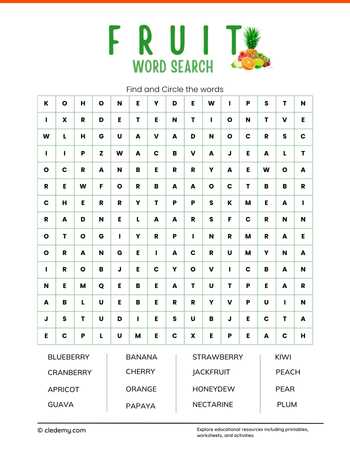 Fruit Word Search