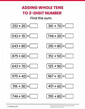 Adding Whole Tens to 3-Digit Number