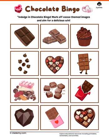 Chocolate Bingo Card