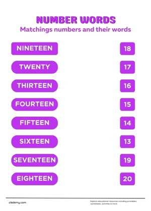 Matching Numbers And Their Words 2