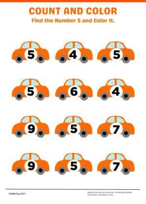 Count and Color - Finding Number 5