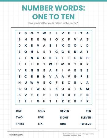 Word Search for Number Name