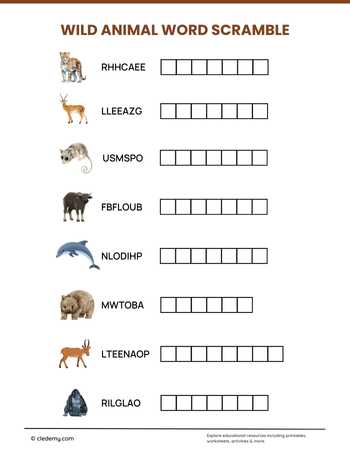 Wild Animal Word Scramble