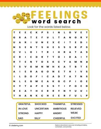Feelings Word Search