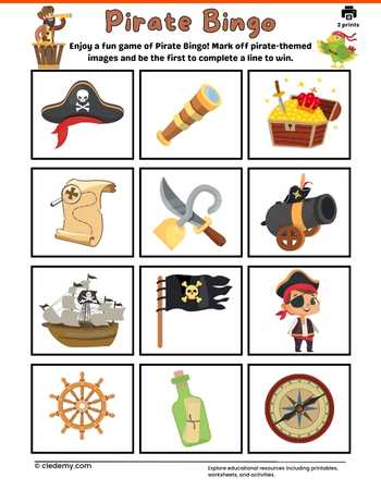 Pirate Bingo Card
