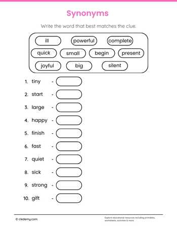 Synonyms Grade 2