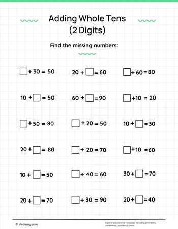 Adding Whole Tens Missing Number