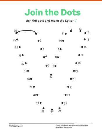 Joining Dots Make The Letter - V