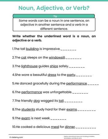 Noun, Adjective or Verb?
